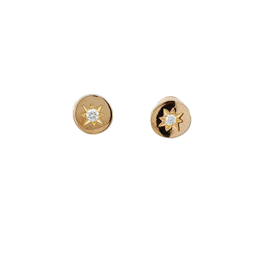 9ct Yellow Gold Diamond Stud Earring