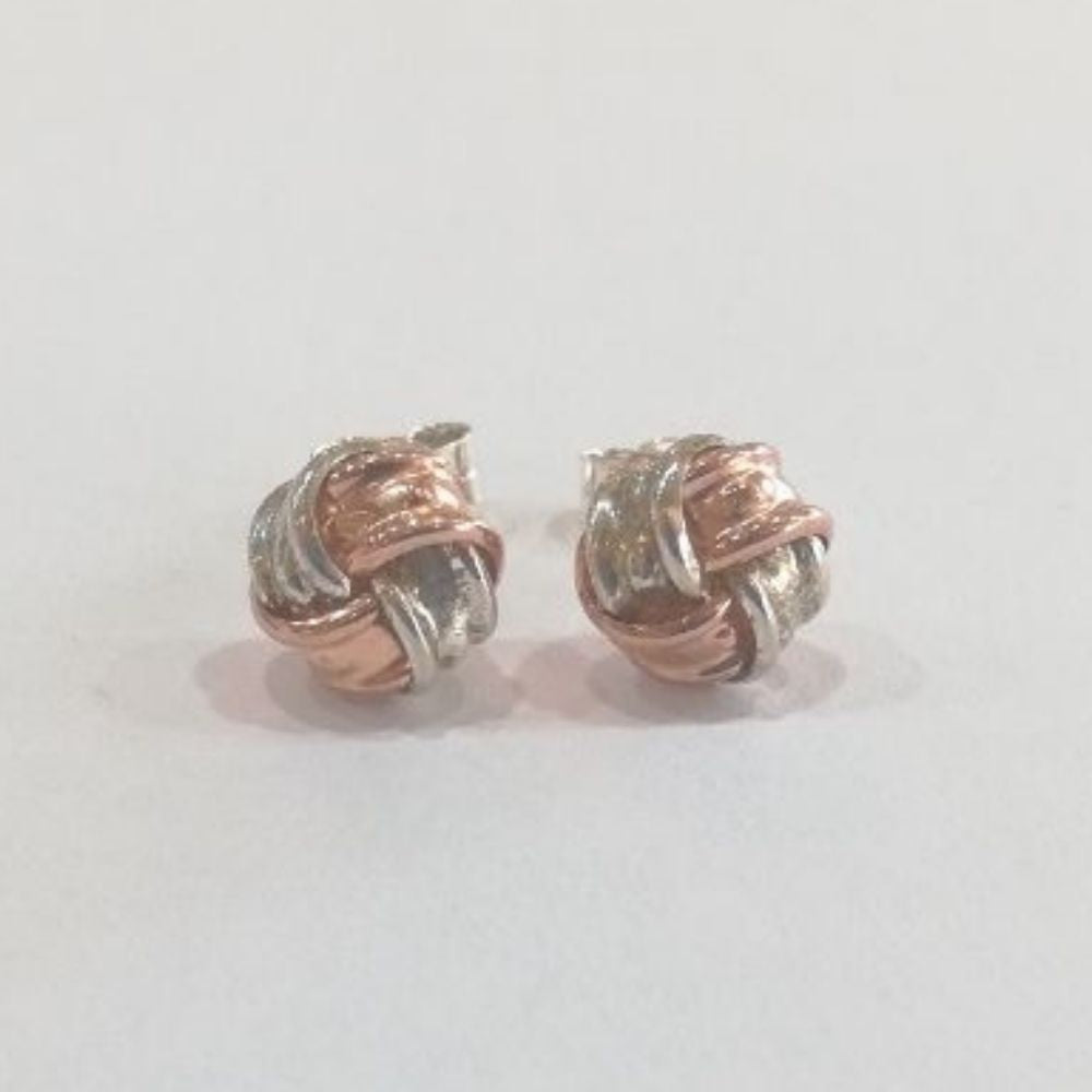 9ct Rose Gold & Sterling Silver Knot Stud Earring