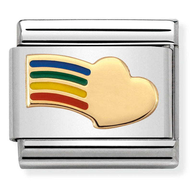 Composable Classic Link Rainbow Heart in Enamel & 18ct Gold