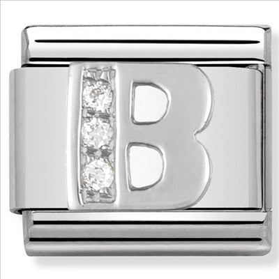 Composable Classic Link Letter B with Cubic Zirconia & Sterling Silver