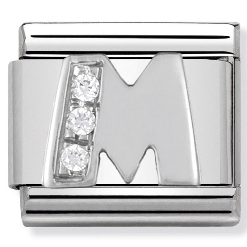 Composable Classic Link Letter M with Cubic Zirconia & Sterling Silver