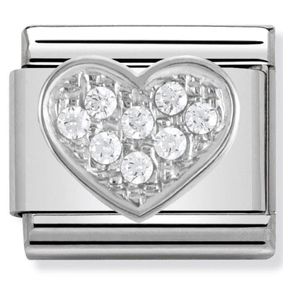 Classic Composable Classic Link Heart with Cubic Zirconias & Sterling Silver
