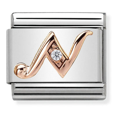 Composable Classic Link Letter N with Cubic Zirconia & 9ct Rose Gold