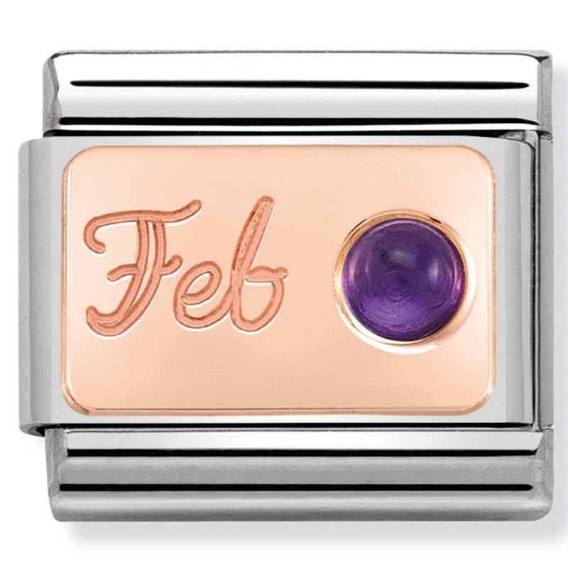 Composable Classic Link February Amethyst & 9ct Rose Gold