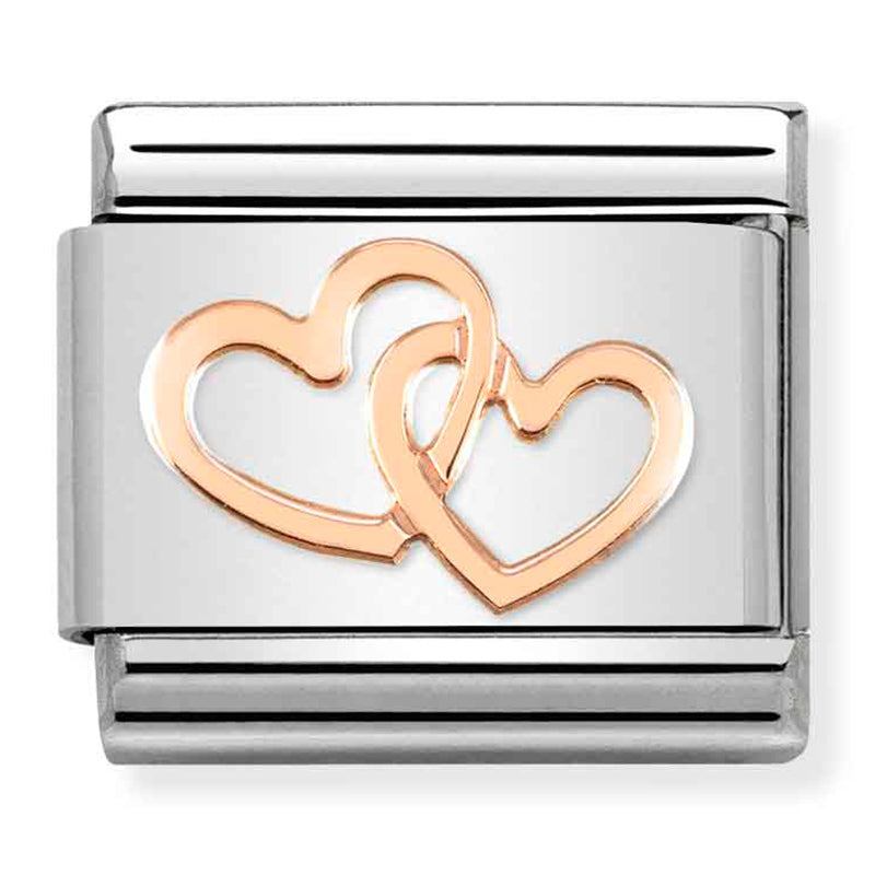 Composable Classic Link Linked Hearts in 9ct Rose Gold