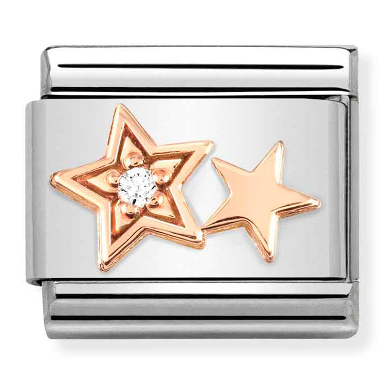 Composable Classic Link Double Star with Cubic Zirconia & 9ct Rose Gold