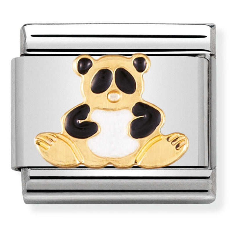 Composable Classic Link Panda in Enamel & 18ct Yellow Gold