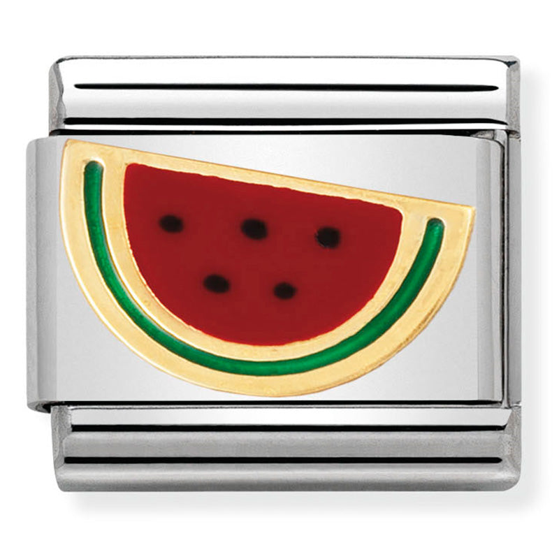 Composable Classic Link Watermelon in Enamel & 18ct Yellow Gold