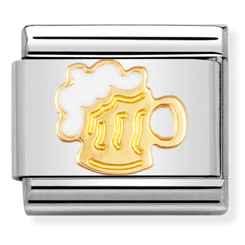 Composable Classic Link Beer Tankard in Enamel & 18ct Yellow Gold