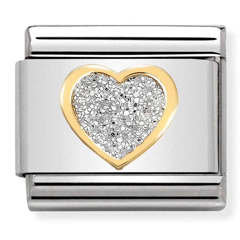 Composable Classic Link Heart in Glitter Enamel & 18ct Gold