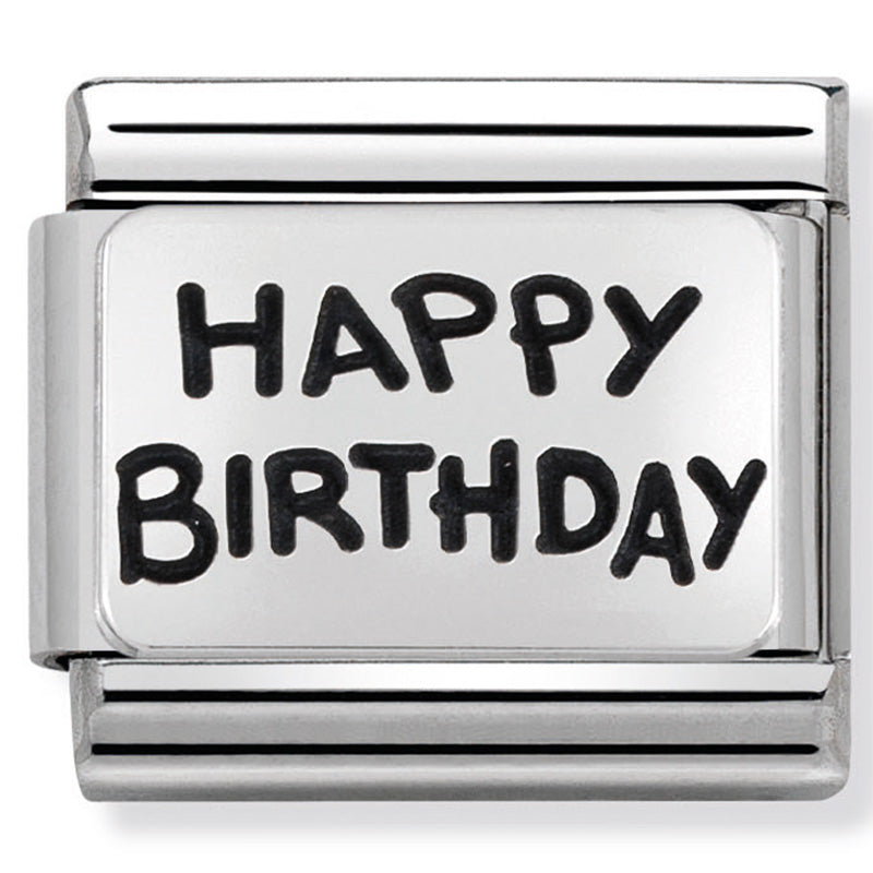 Composable Classic Link Happy Birthday in Sterling Silver