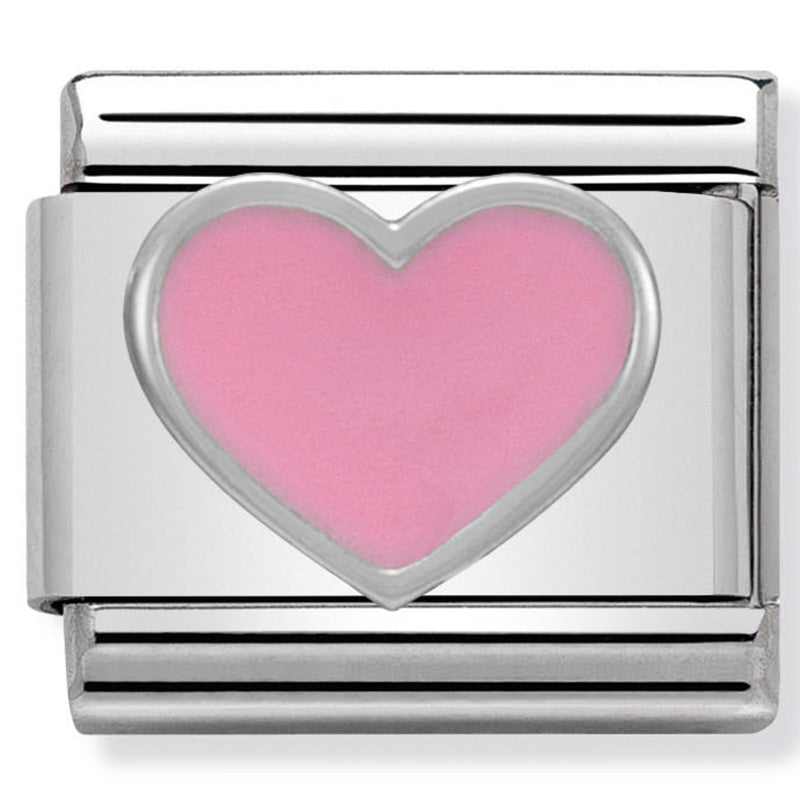 Composable Classic Link Pink Heart in Enamel & Sterling Silver