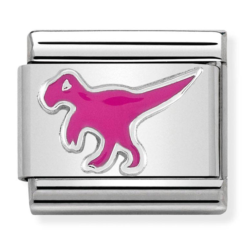 Composable Classic Link Pink T-Rex in Enamel & Sterling Silver