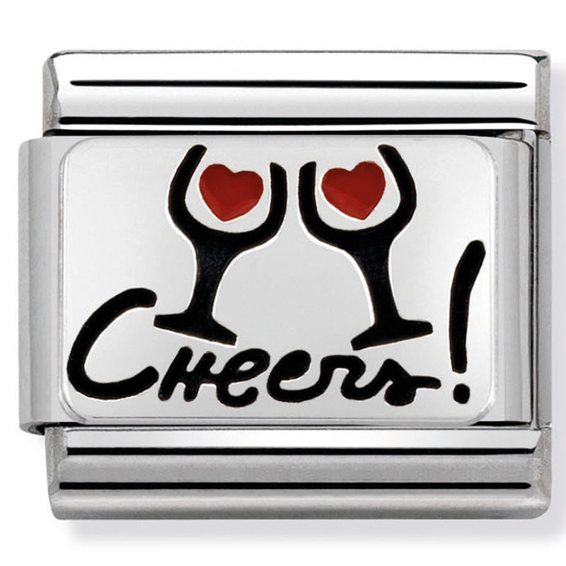 Composable Classic Link Cheers with Glasses in Enamel & Sterling Silver