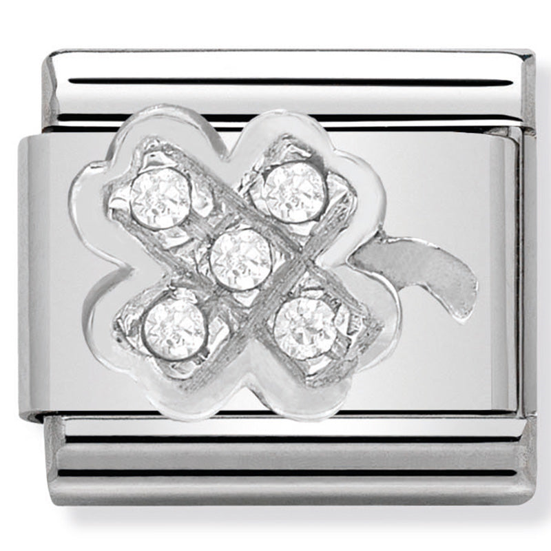 Composable Classic Link Clover with Cubic Zirconia & Silver