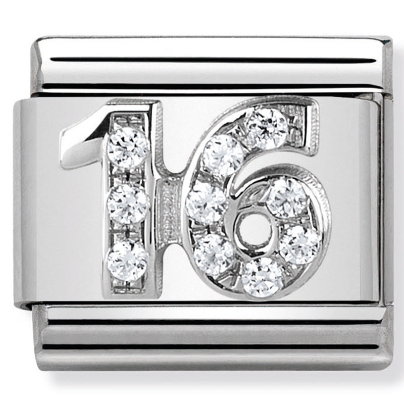 Composable Classic Link Number 16 with Cubic Zirconia & Sterling Silver