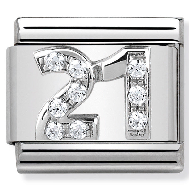 Composable Classic Link Number 21 with Cubic Zirconia & Sterling Silver
