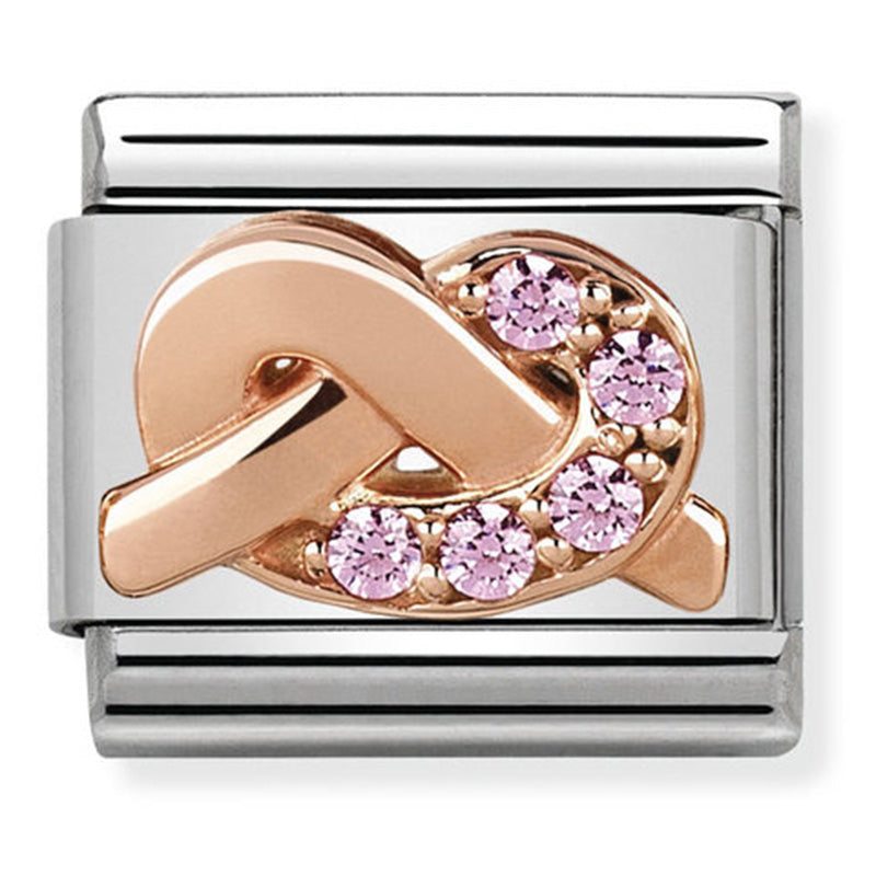 Composable Classic Link Pink Knot with Cubic Zirconia's & 9ct Rose Gold