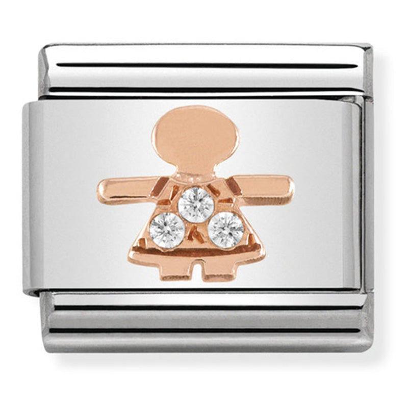Composable Classic Link Little Girl with Cubic Zirconia & 9ct Rose Gold