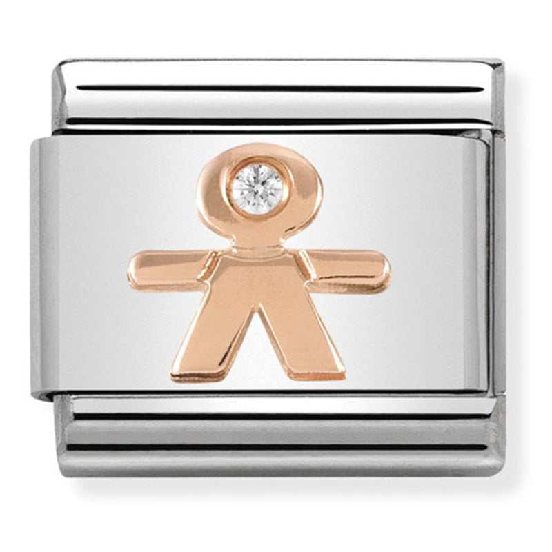 Composable Classic Link Little Boy with Cubic Zirconia & 9ct Rose Gold