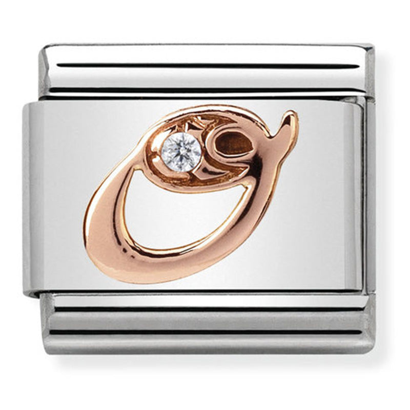 Composable Classic Link Letter O with Cubic Zirconia & 9ct Rose Gold