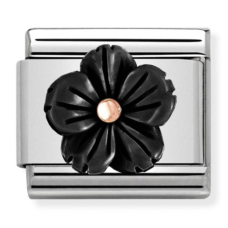 Composable Classic Link Onyx Flower in 9ct Rose Gold